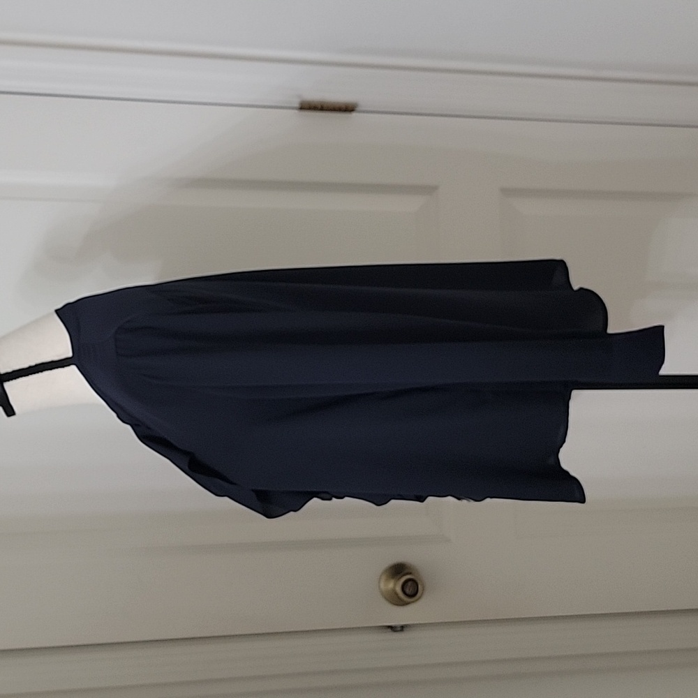 Banana Republic Size S Navy Blue V-Neck w/ Ruffle Front Blouse, Exc. Used Cond. - Picture 3 of 12